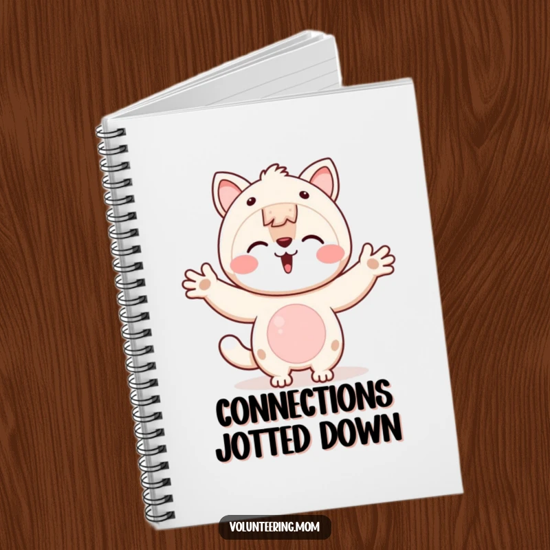 Funny Kawaii animal mom notebook depicting open arms, symbolizing welcome, connection, and embracing others.