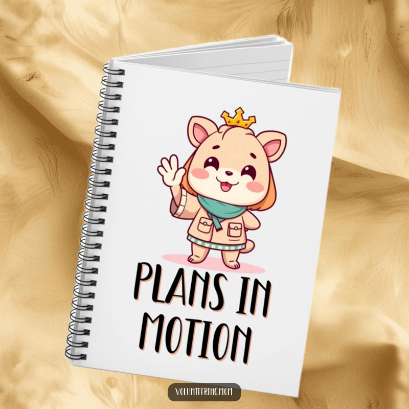 Funny Mom animal character with a notebook and pen, cheerfully directing traffic with a hand gesture, symbolizing organized planning.
