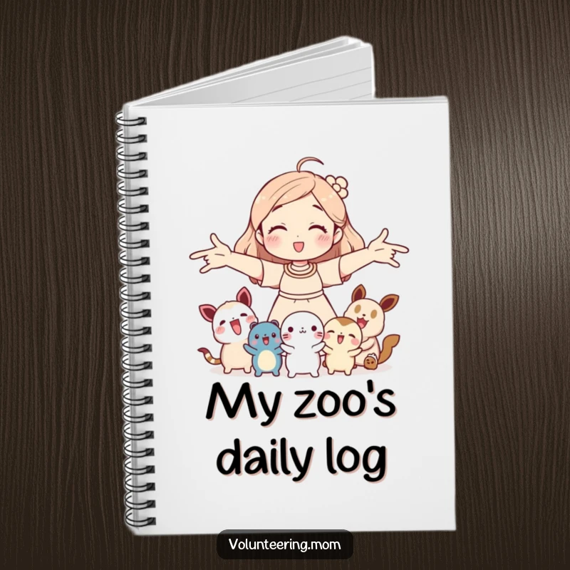 Funny notebook: Mom open-armed welcoming cute creatures, a humorous and practical tool, perfect for gifting.