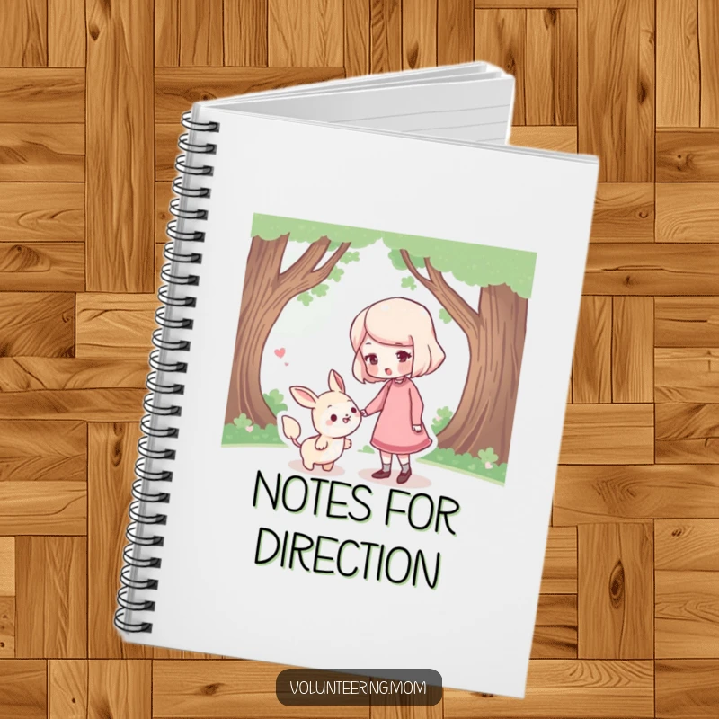 Funny Notebook: A lined notebook adorned with a drawing of a mom character gently guiding a small, lost creature.