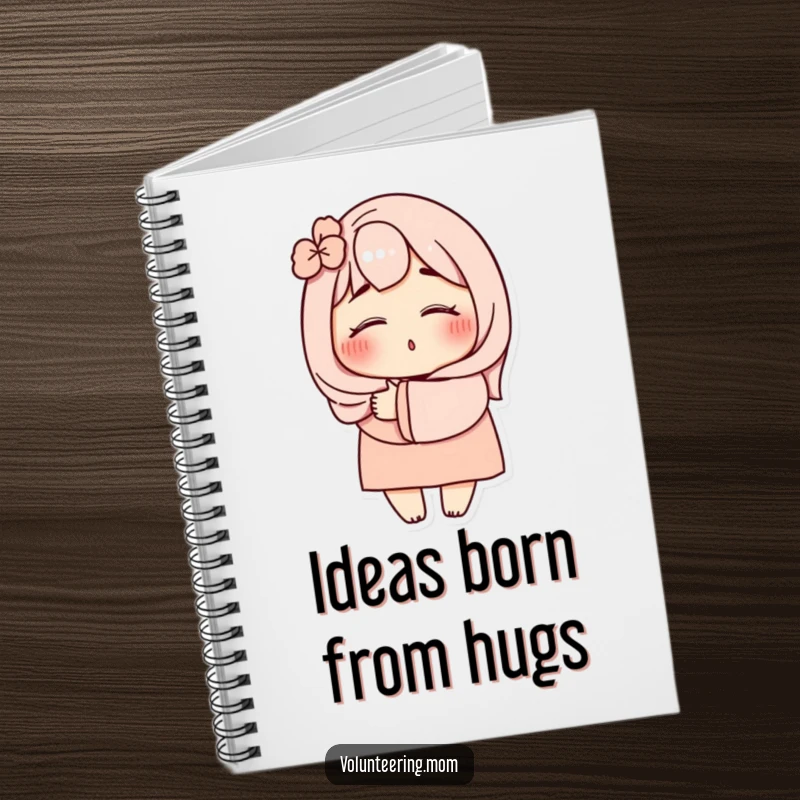 Funny Mom Hug Notebook: Adorable mom character with closed eyes, offering a warm hug, ideal for journaling and note-taking with a funny touch.