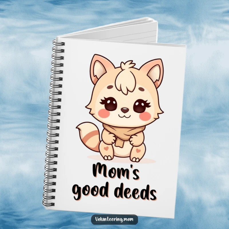 Funny Kawaii Mom Helping Animal Notebook, a determined mom character ready to help, perfect for notes.