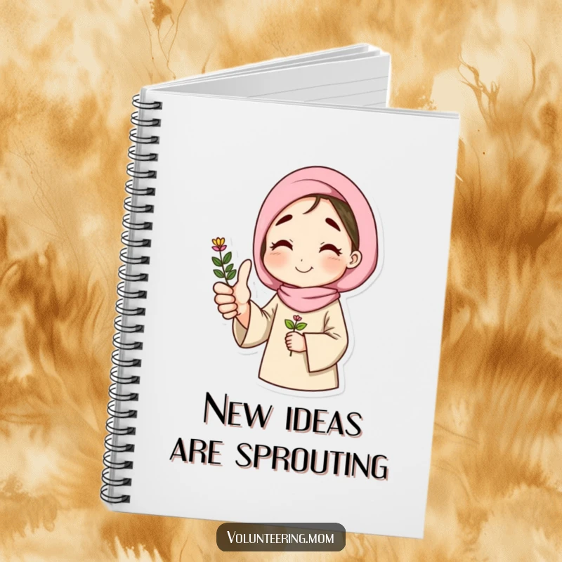 Funny notebook with a mom giving a thumbs up, holding a plant, perfect for jotting down gardening notes humorously.