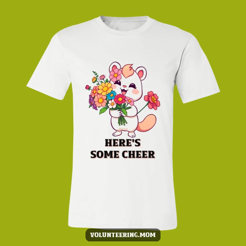 Funny Flower T-Shirt: Whimsical Creature Shares Blooms, Happy Gift