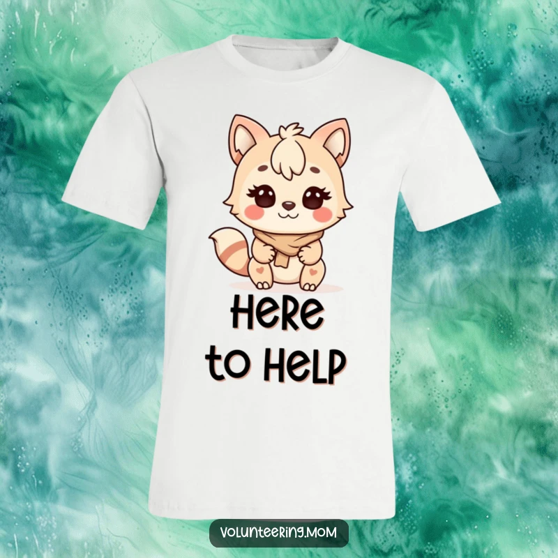 Funny Kawaii Mom Helping Animal T-Shirt, a determined mom character happily helping someone in need.