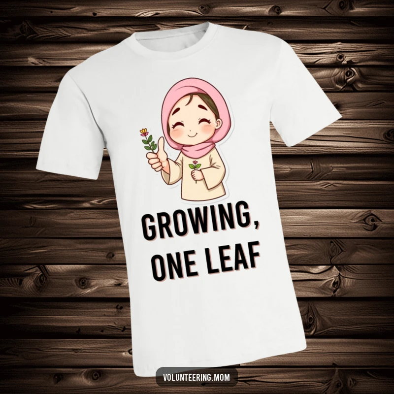 Funny t-shirt with a smiling mom giving a thumbs up, holding a thriving plant, perfect for plant lovers.