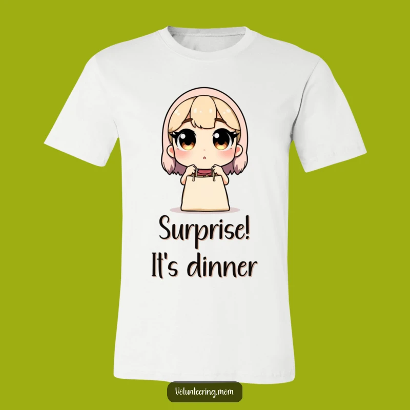 Funny Dropped Groceries Mom T-Shirt: Surprised mom, a hilarious gift for the relatable parent.