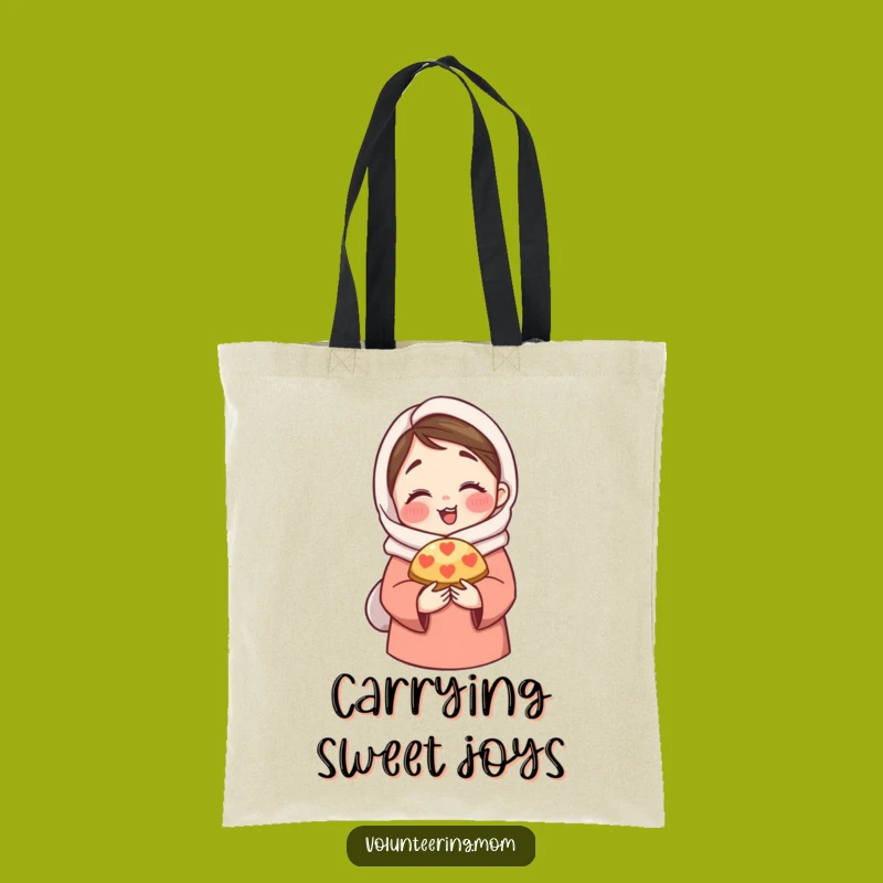 Funny Mom Tote Bag: Durable bag with mom sharing pastry, a practical funny gift.