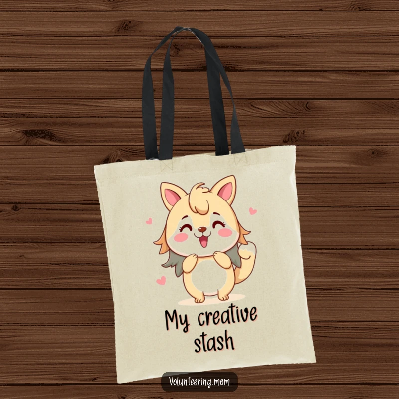 Funny tote bag with a mom animal character painting a vibrant picture with enthusiasm, a stylish accessory for artists.