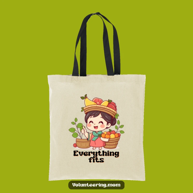 Funny Mom Fruit Balance Tote Bag - Cheerful Mom's Stylish Carry-All