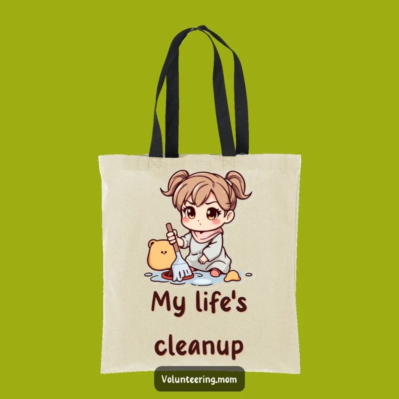 Funny Mom Tote Bag: Durable bag with determined mom cleaning, a functional funny gift.