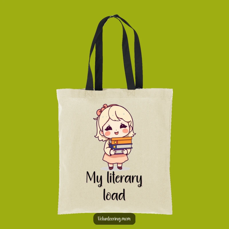 Funny Tote Bag: Mom's Book Stack Smile, Literary Gift