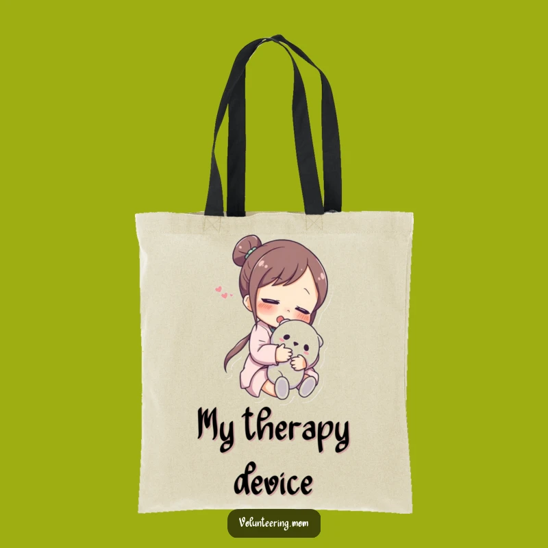 Funny Mom Tote Bag: Durable bag with a relieved mom hugging toy, a practical funny gift.